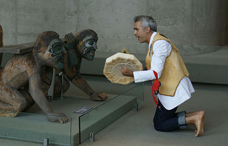 Peter Morin performance at Museum of Anthropology
